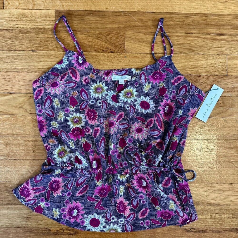 Nine Britton Floral Faux Wrap Cropped Blouse